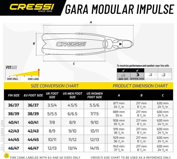 Cressi Gara Turbo Impulse Dalış Paleti BLACK - NO: 44-45