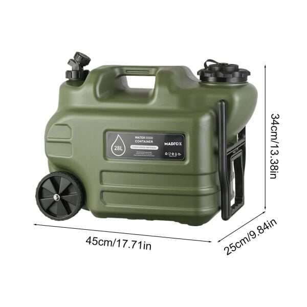 Madfox Galon Air PE Tekerlekli Musluklu Su Bidonu 28 Litre GREEN