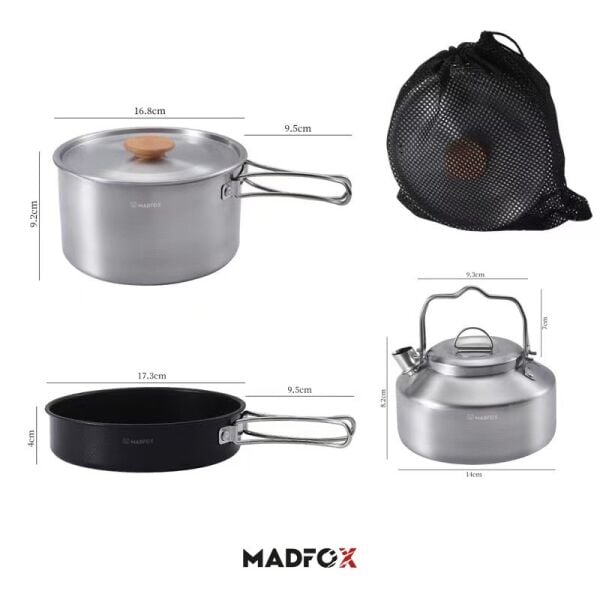 Madfox ProChef 3IN1 Paslanmaz Çelik Kamp Mutfak Seti