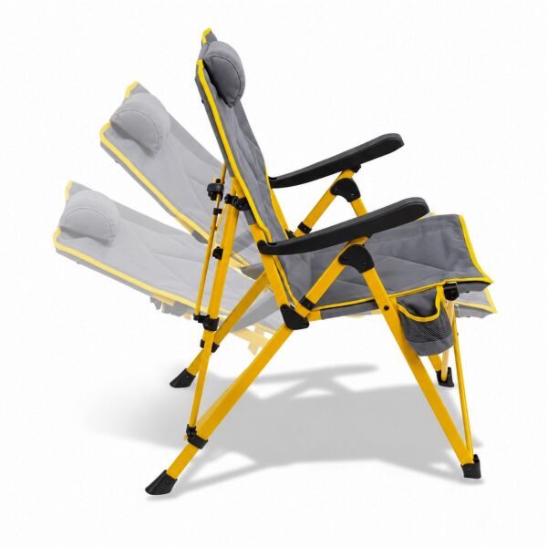 Madfox FlexLounge 3X Katlanabilir Kamp Sandalyesi Steel Mustard