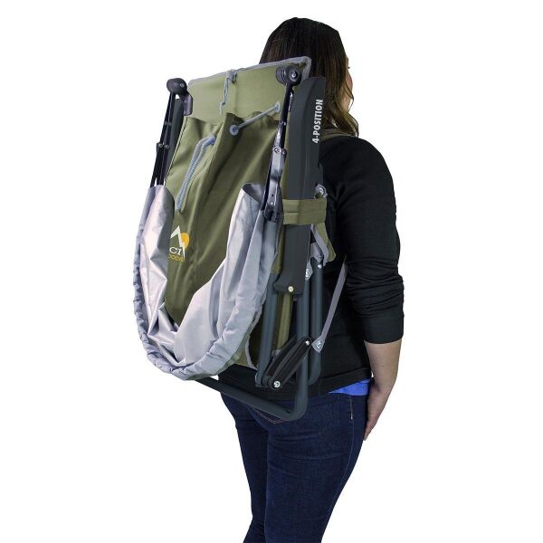 Gci Outdoor SunShade Backpack 4 Kademeli Güneşlikli Katlanır Kamp Sandalyesi YEŞİL