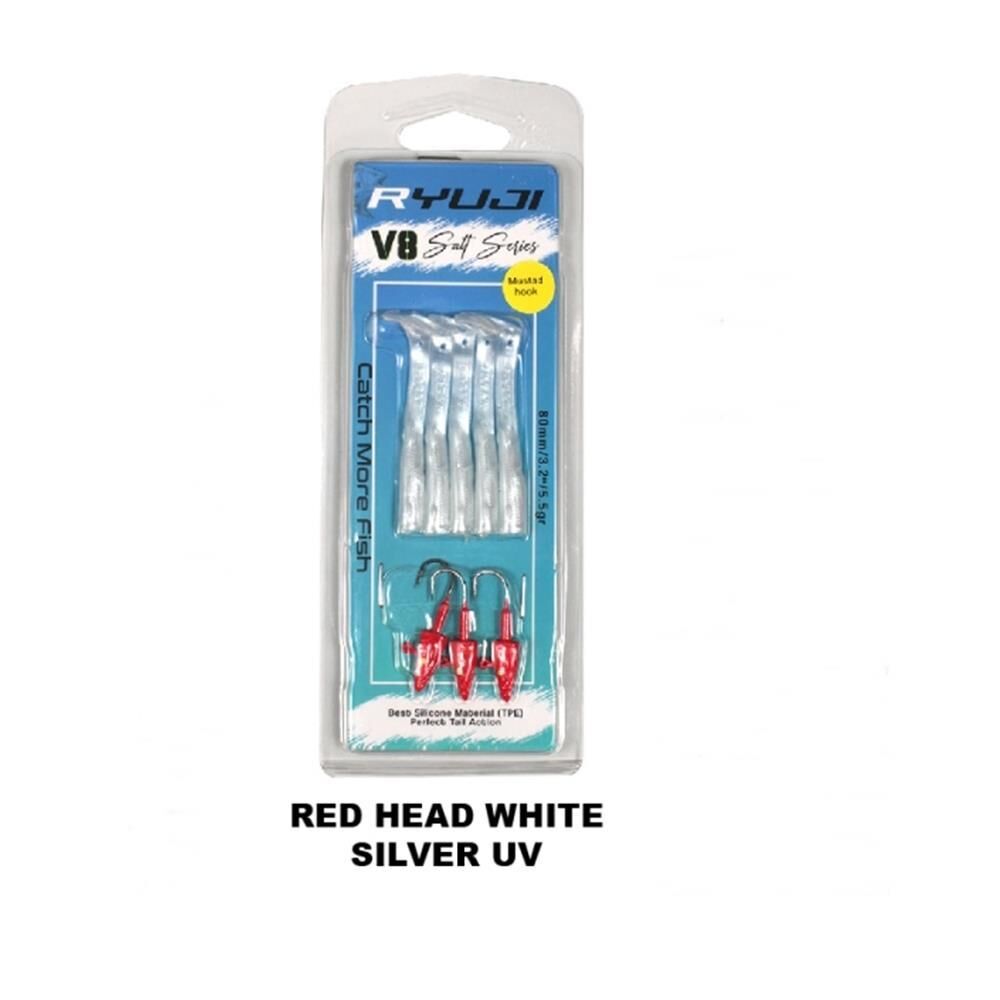 Ryuji V8 10cm 10gr Silikon Yem Red Head White Silver