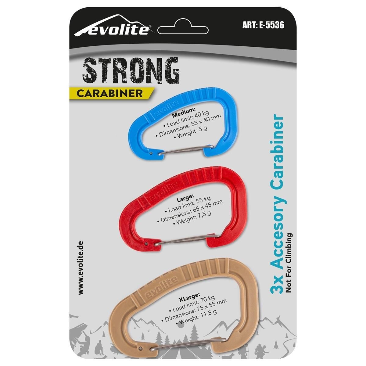 Evolite Strong Üçlü Karabina Seti ( Bej - Kırmızı - Mavi ) Bej/Kırmızı/Mavi