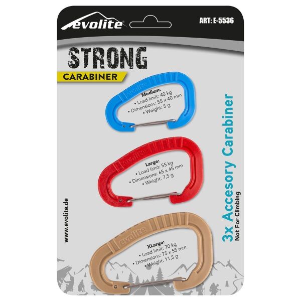 Evolite Strong Üçlü Karabina Seti ( Bej - Kırmızı - Mavi ) Bej/Kırmızı/Mavi