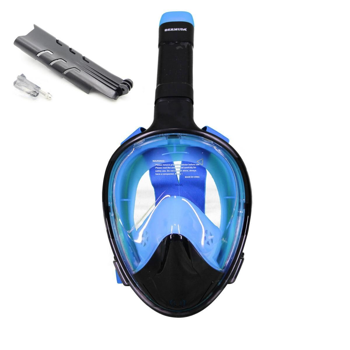 Bermuda Full Face Tam Yüz Dalış Maske Şnorkel Set MAVİ - S-M