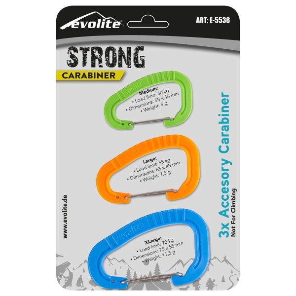 Evolite Strong Üçlü Karabina Seti ( Mavi - Turuncu - Yeşil ) Mavi/Turuncu/Yeşil