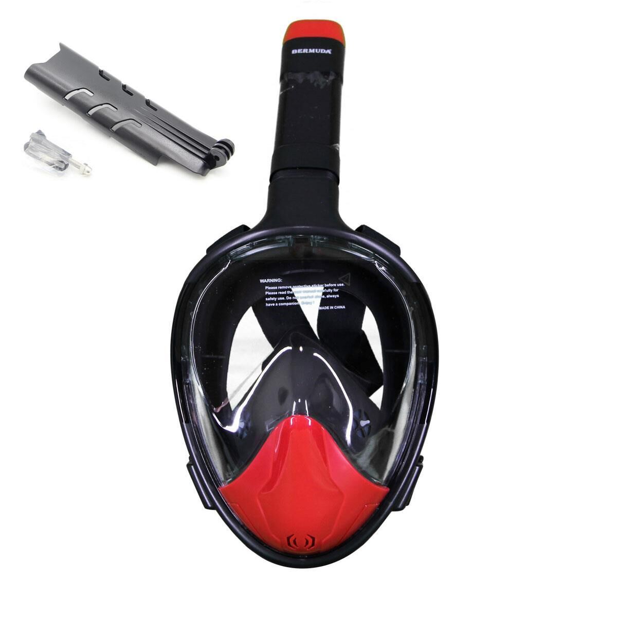 Bermuda Full Face Tam Yüz Dalış Maske Şnorkel Set SİYAH - L-XL