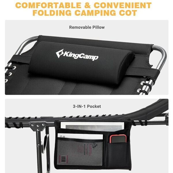 KingCamp Bavaria Cozy Cot Siyah Şezlong