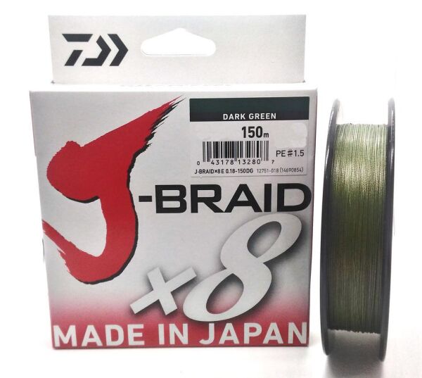 Daiwa J-Braid X8 Dark Green Olta Misinası 150Mt Dark Green - 0,22 MM