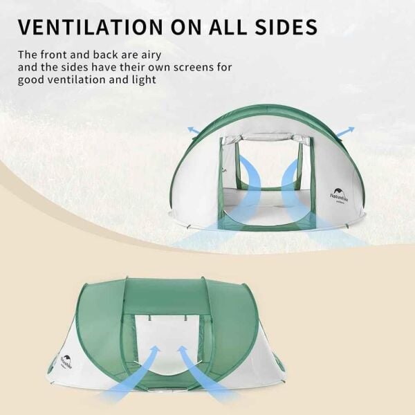 Naturehike 3-4 Kişilik Pop-Up Otomatik Kurulum Kamp Çadırı GREEN