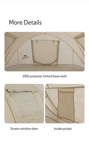 Naturehike 3-4 Kişilik Pop-Up Otomatik Kurulum Kamp Çadırı Apricot