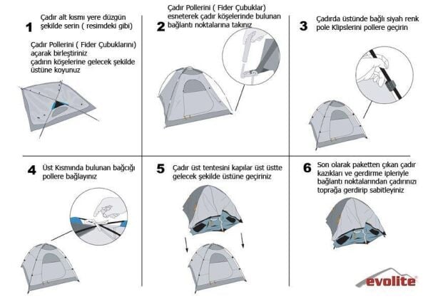 Evolite Tour 3 Kişilik Çift Tenteli Kamp Çadırı