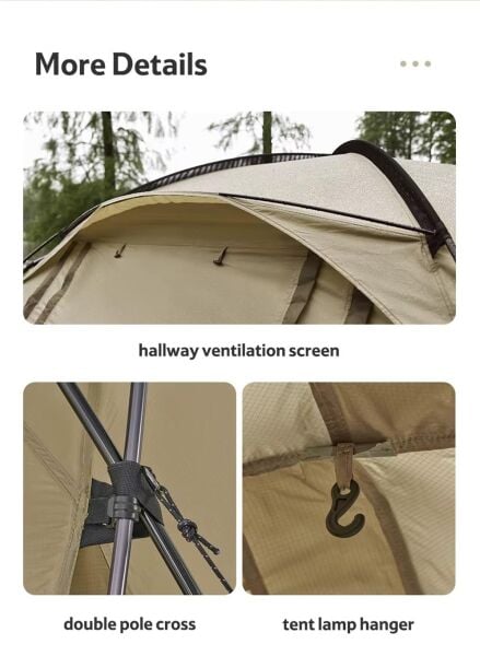Naturehike Glamping UPF50+ Aries Beta 4-6 Kişilik Tünel Çadır Khaki