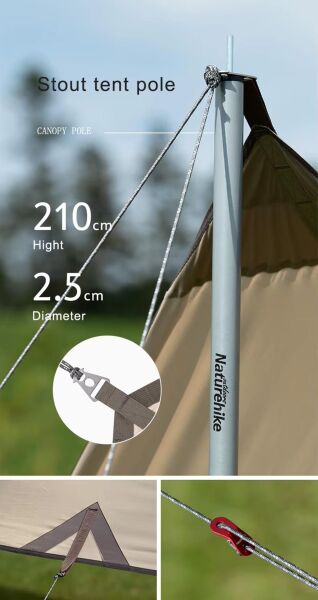 Naturehike Hexagon Glamping 3x4.8 mt Tarp [Güneş ve Rüzgar Koruma Tentesi] Quicksand Gold