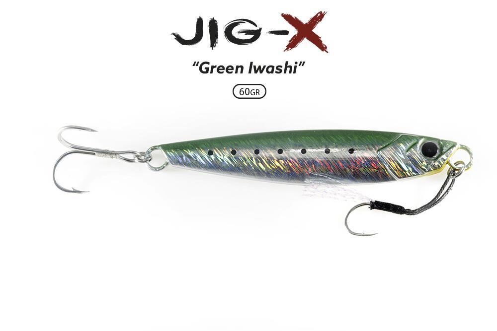 Fujin Jig-X 60 gr Shore Jigging - Jig Yem Green Iwashi