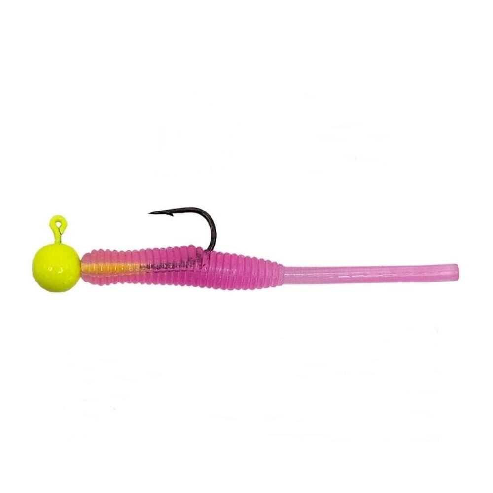 Kendo Hook Worm CY090 Jighead+Lrf Silikonu 1gr+4.5cm Head Yellow/Luminous Pink