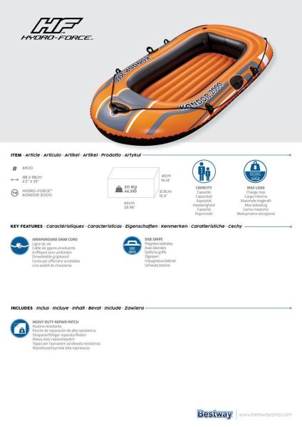 Bestway Hydro-Force Kondor 2000 Şişme Bot 196x114 cm