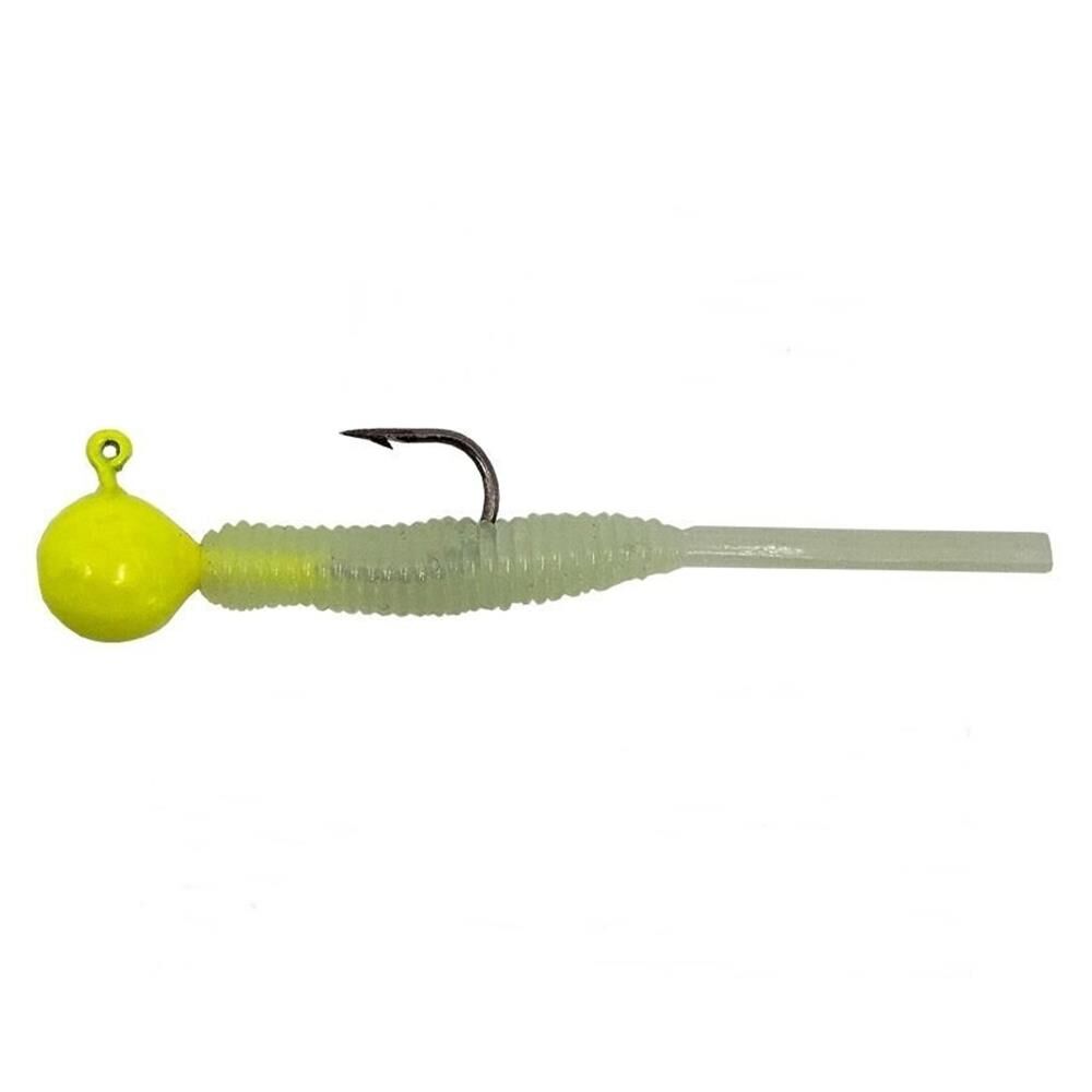 Kendo Hook Worm CY092 Jighead+Lrf Silikonu 2gr+4.5cm Head Yellow/Green Glow