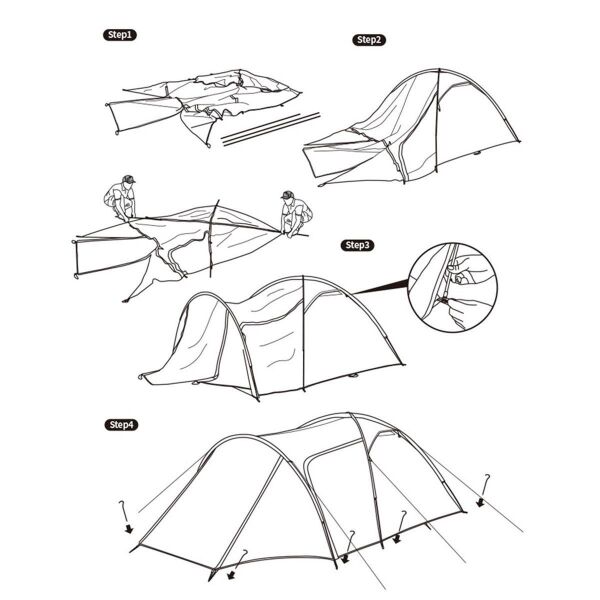 Naturehike Knight-3 +UPF50 3 Kişilik Kamp Çadırı Gri/Mavi