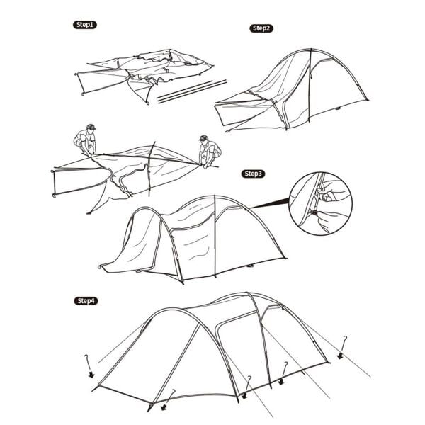 Naturehike Knight-3 +UPF50 3 Kişilik Kamp Çadırı Gri/Mavi