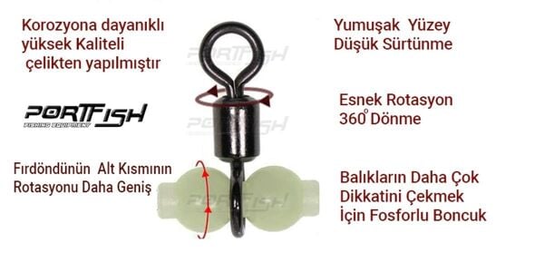 PortFish Üçlü Fosforlu Gezer Fırdöndü NO:4