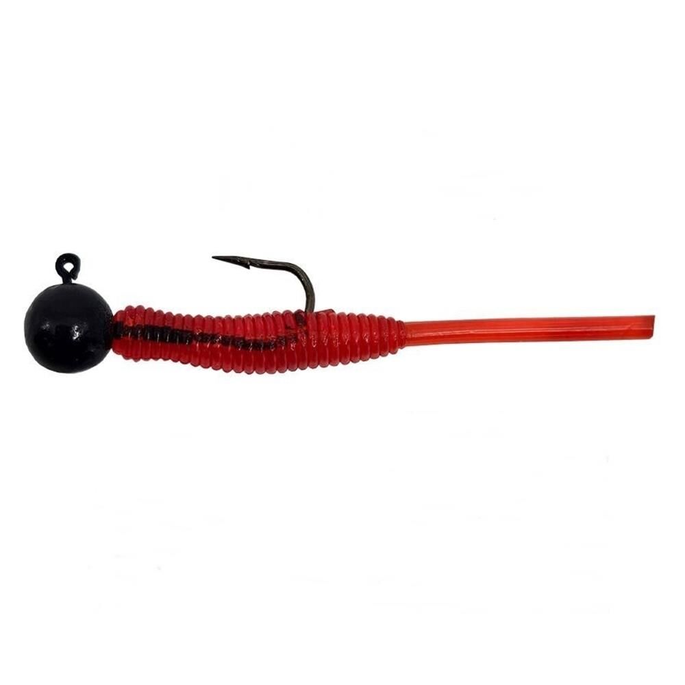 Kendo Hook Worm CY092 Jighead+Lrf Silikonu 2gr+4.5cm Head Black/Red