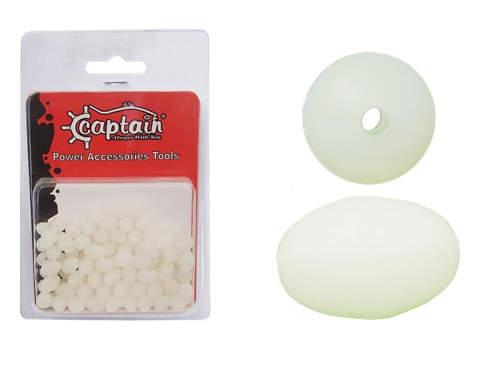Captain Glow Boncuk Oval Çapari ve Takım Boncuğu BEYAZ - 10 mm