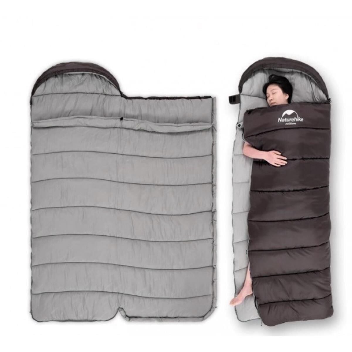Naturehike U150 Zarf Tarzı Kapüşonlu Uyku Tulumu -6°C KAHVERENGİ - Left