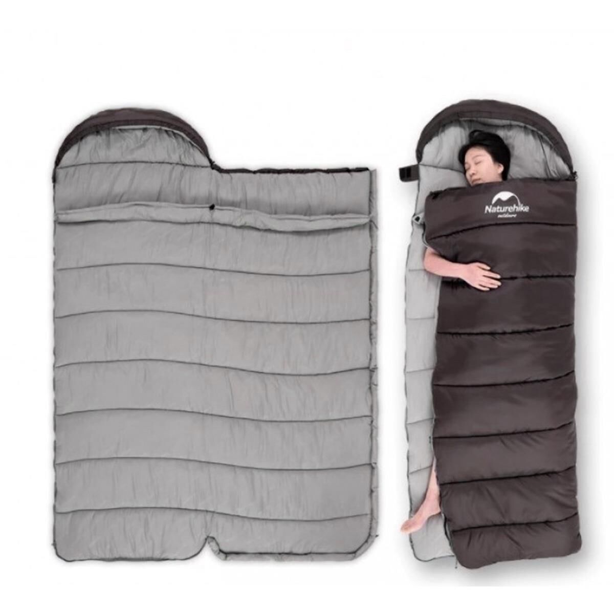 Naturehike U150 Zarf Tarzı Kapüşonlu Uyku Tulumu -6°C KAHVERENGİ - Right