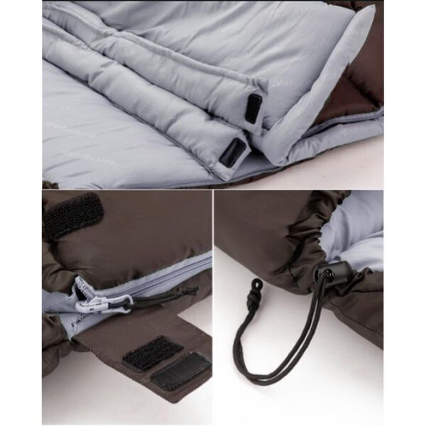 Naturehike U150 Zarf Tarzı Kapüşonlu Uyku Tulumu -6°C KAHVERENGİ - Right