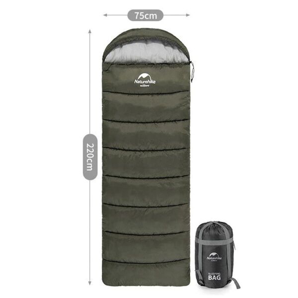 Naturehike U250 Zarf Tarzı Kapüşonlu Uyku Tulumu -10°C HAKİ - Left