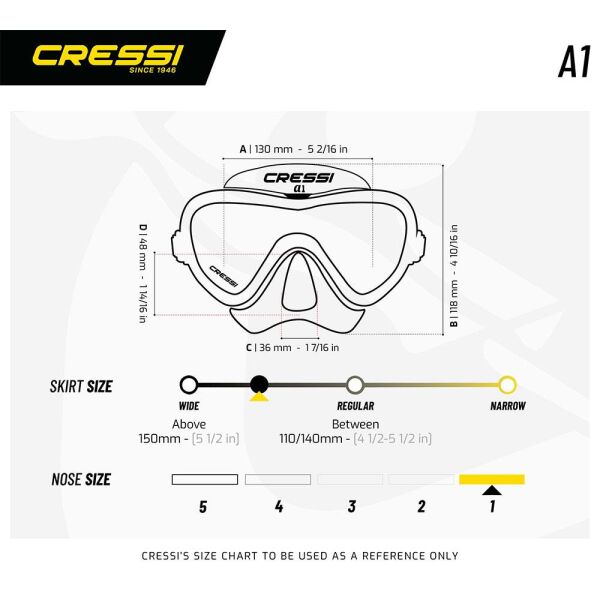 Cressi A1 Dalış Maskesi BLACK/YELLOW
