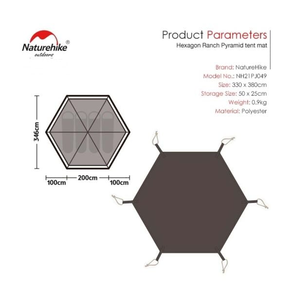 Naturehike Hexagon Ranch Piramit Çadır Matı [ Altıgen ]
