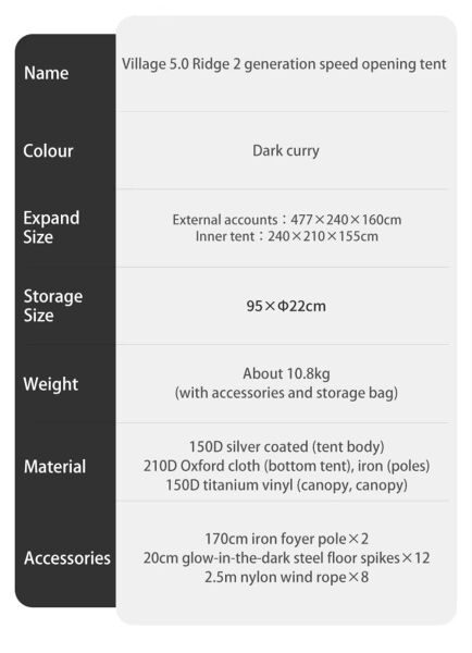 Naturehike Village 5.0 Otomatik Kurulum 4 Kişilik Kamp Çadır