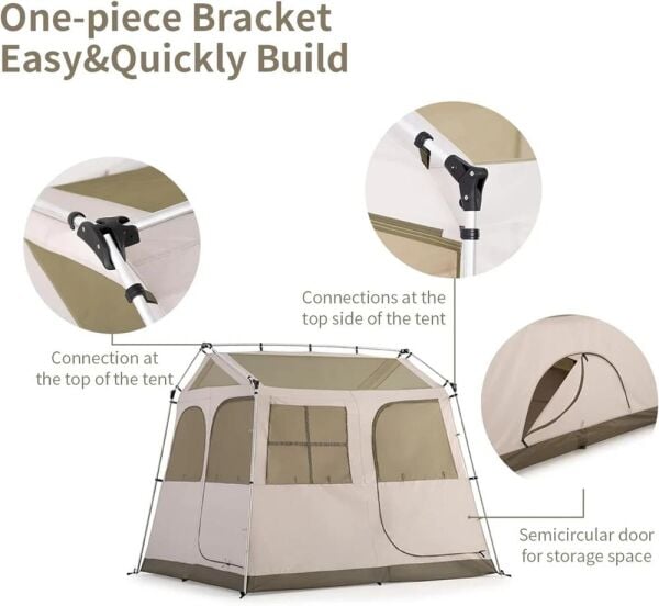Naturehike Village 5.0 Otomatik Kurulum 4 Kişilik Kamp Çadır Army Green