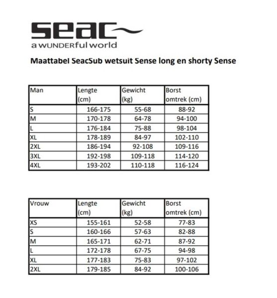 Seac Sub Sense Erkek Tek Parça Dalış Elbisesi 3 mm XXXL
