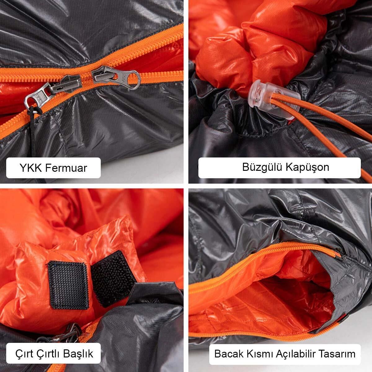 Naturehike ULG-1000G Mumya Kaz Tüyü Uyku Tulumu -32°C GRİ