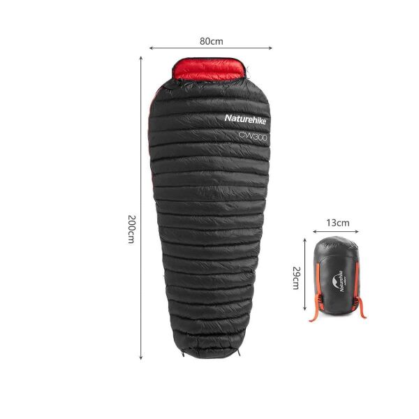 Naturehike CW300 Ultralight Mumya Kaz Tüyü Uyku Tulumu -10°C SİYAH