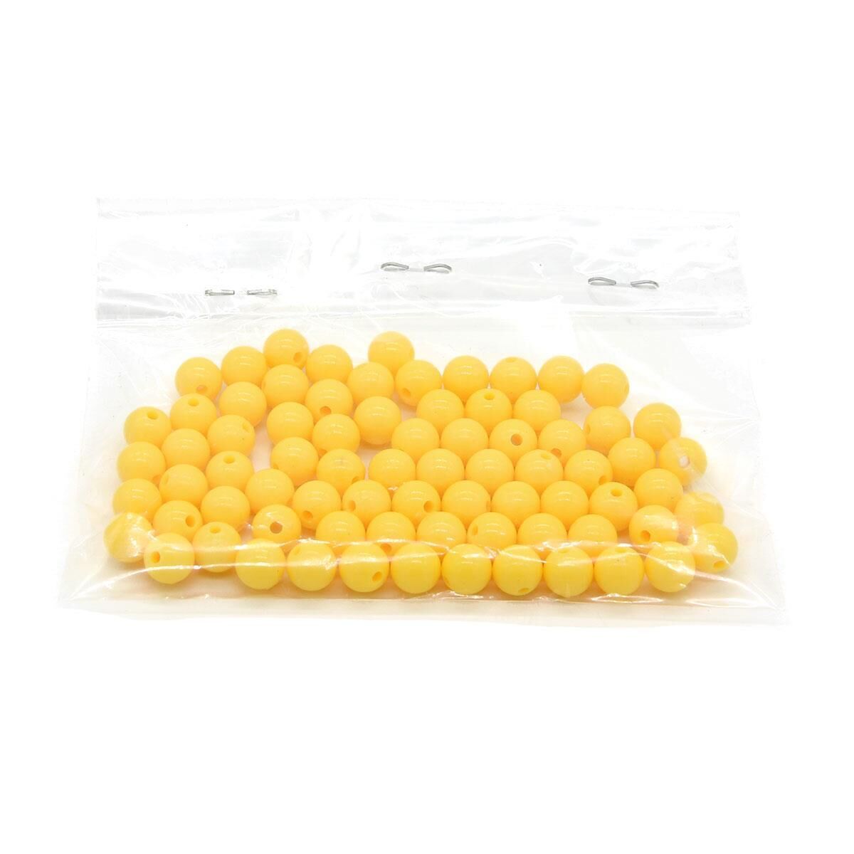 Yuvarlak Plastik Boncuk Sarı 8mm Sarı