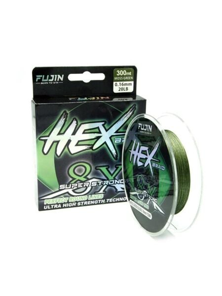Fujin Hex Braid x8 Moss Green PE İp Olta Misinası 300 mt Moss Green - 0,12 mm