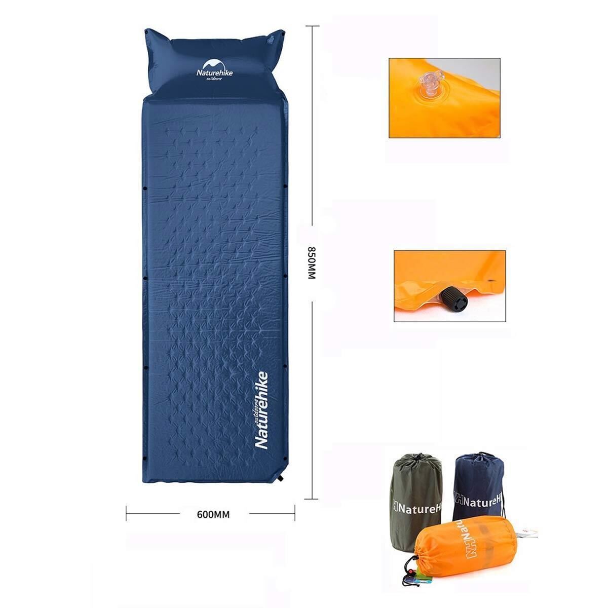 Naturehike Ultralight Şişme Kamp Matı | 185*60*2.5 cm | LACİVERT