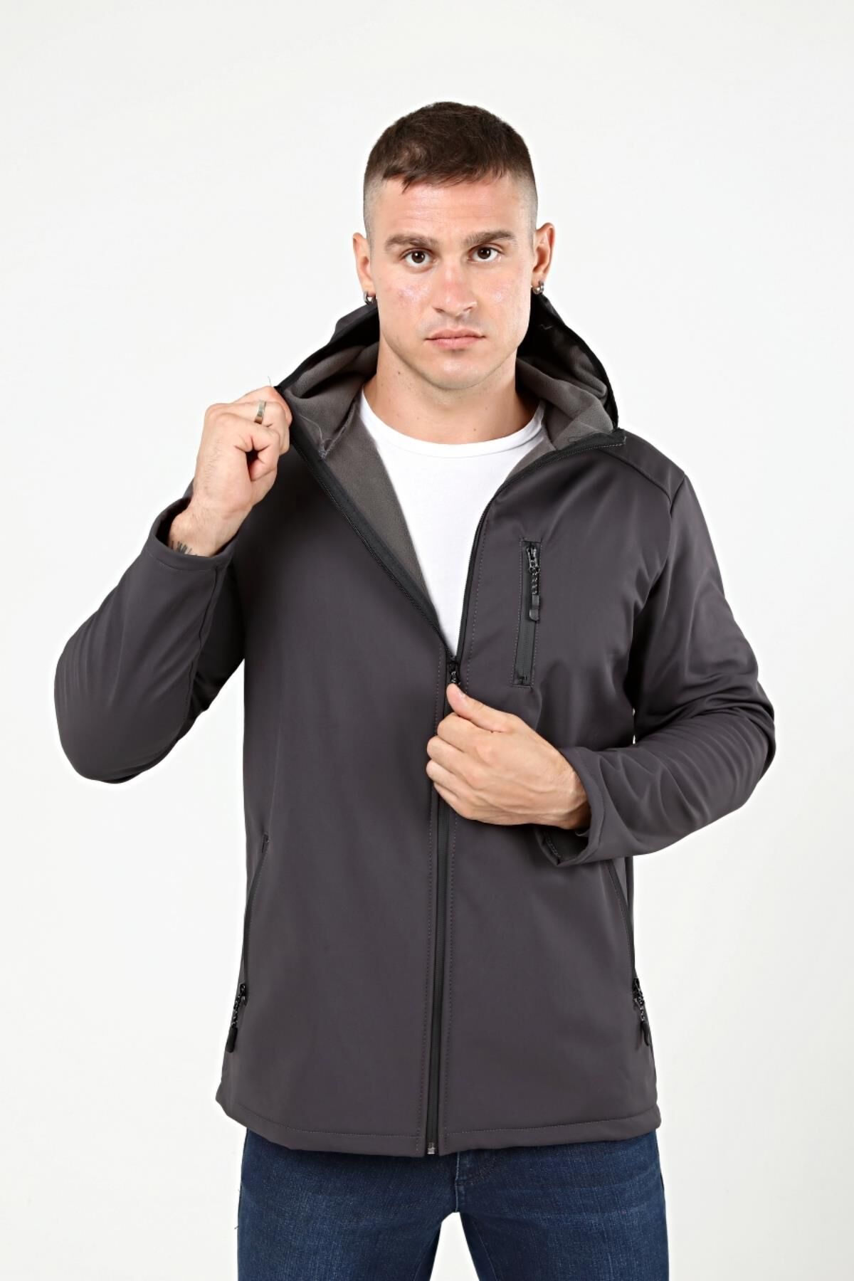North Trace Outrack Erkek Softshell Mont Füme - M