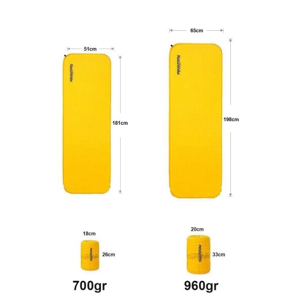 Naturehike C034 Ultralight Sponge Şişme Kamp Matı Sarı - L