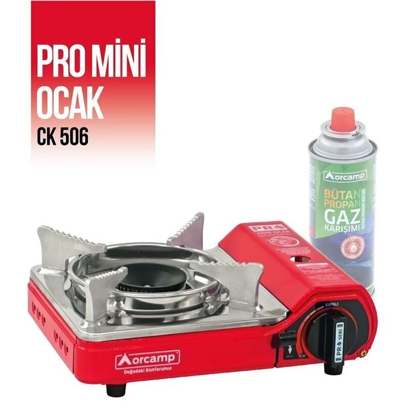 Orcamp Pro Mini Çantalı Kamp Ocağı (Gaz Stop Emniyetli) KIRMIZI