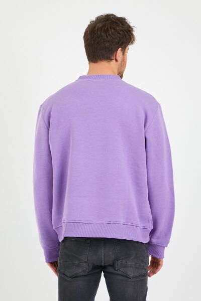 North Trace Seasonal Erkek Sweatshirt ( El-Ağaç Baskılı ) LİLA - S