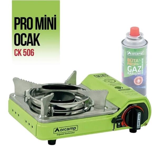 Orcamp Pro Mini Çantalı Kamp Ocağı (Gaz Stop Emniyetli) YEŞİL