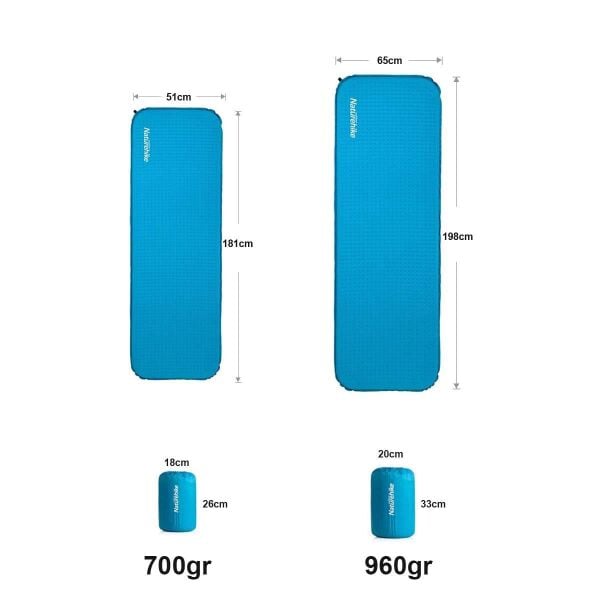 Naturehike C034 Ultralight Sponge Şişme Kamp Matı MAVİ - S