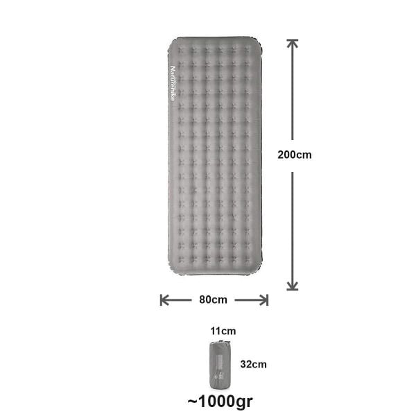 Naturehike TPU Thick Siesta Şişme Kamp Matı Tek Kişilik GRİ