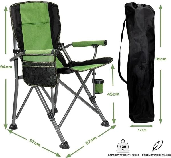 Madfox Roxy Katlanır Kamp Sandalyesi Green/Black