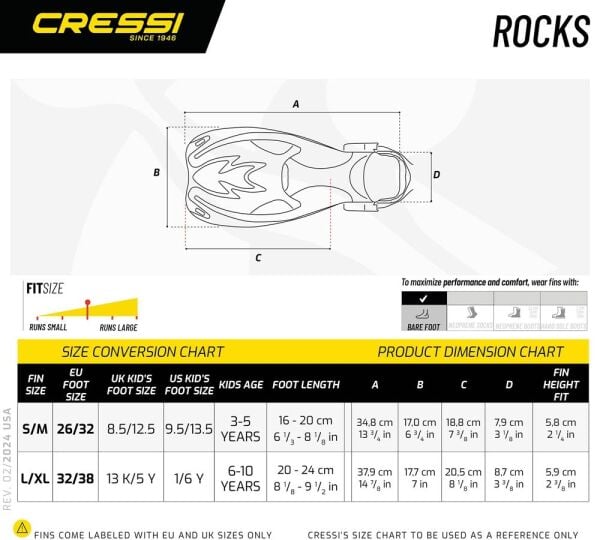 Cressi Rocks Çocuk Dalış Paleti L/XL